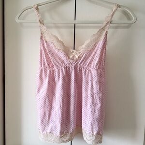 Vintage Eberjey Y2K Babydoll Top 💖 Polka Dots, Lace, and Bow Details